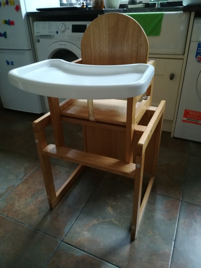 wooden high chair converts to table and chair